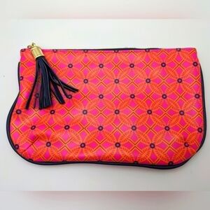 Pink & Orange Floral Zipper Cosmetic Bag